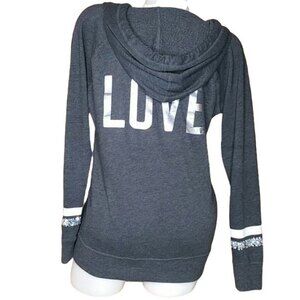 Victoria's Secret Gray V-neck Hoodie Pullover Sweater Womens Size XS